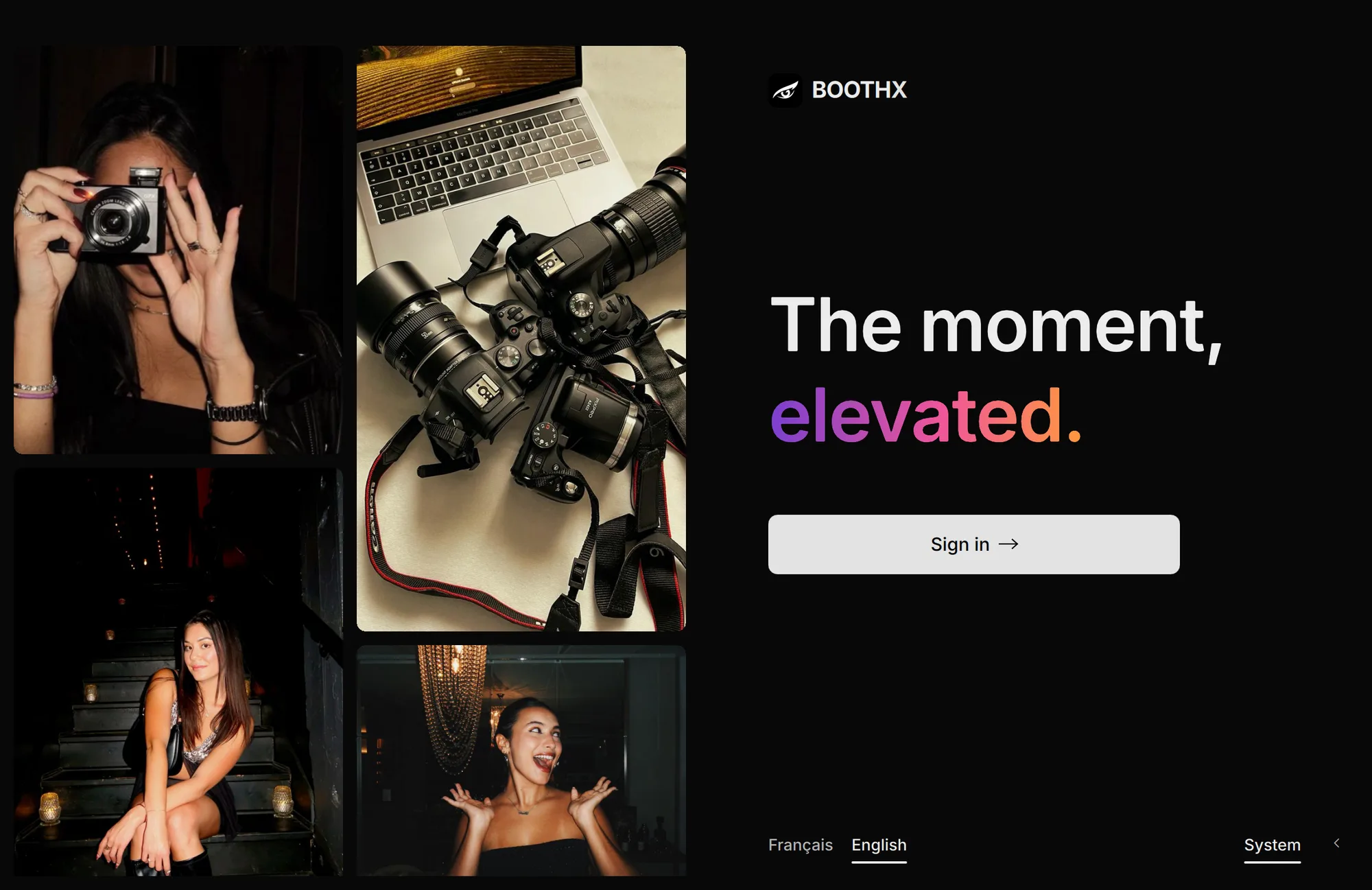 L'écran de connexion du logiciel BoothX
